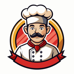 Cartoon Chef Logo Illustration, mascot chef logo, white background