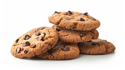 Delicious Chocolate Chip Cookies Stack – Isolated on White