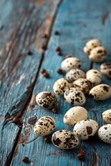 Fototapeta premium quail eggs on a wooden background. Selective focus