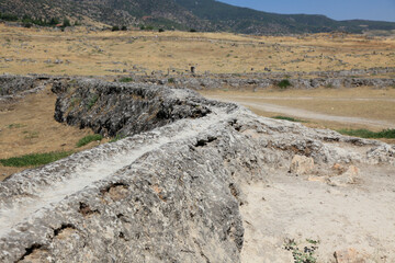 The ancient city of Hierapolis in Pamukkale, Denizli City, Turkey.