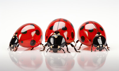 Fototapeta premium Ladybugs on a white background.
