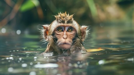 Monkey Bathing in the Wild