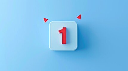 A simple 3D rendering of a blue cube with a red number one on it.