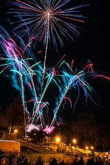 New Year's Eve Fireworks at Casino Baden in Lower Austria, Vibrant Celebration Lighting Up the...