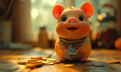 Piggy bank for money on an abstract background.