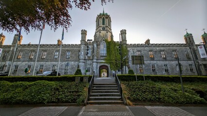 The University of Galway, quadrangle in Ireland, architecture and landmarks background