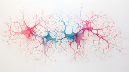 tree of colored neurons on a white background, neurography, expansion	