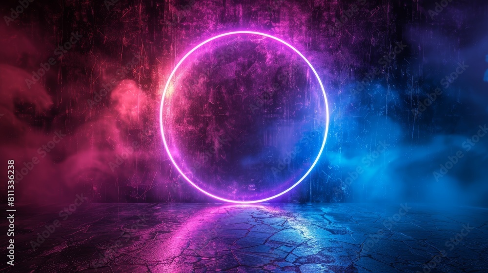 Wall mural Design a website or user interface with dynamic neon curved lines. Blue and purple lines. Transparent background.