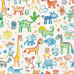 childs drawings seamless pattern