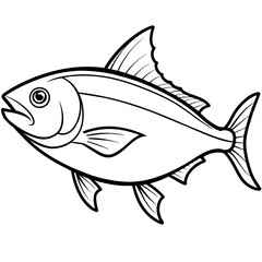 Amberjack fish line art, white background 