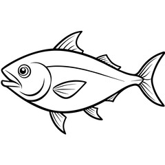 Amberjack fish line art, white background 