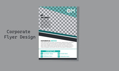 Creative Medical Flyer Design. Business Flyer Layout with many elements. Corporate Flyer Template. Modern A4 Design.