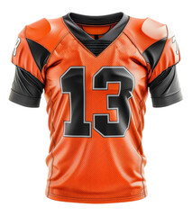 orange american football jersey template with front view, generated ai