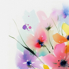 Abstract watercolor painting flowers background 