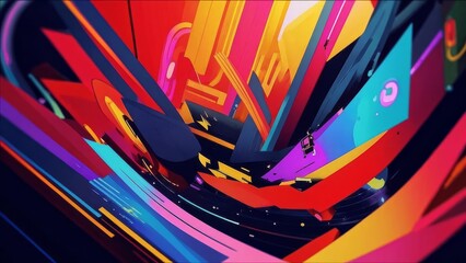 Abstract illustration with bright graffiti.