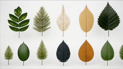 Set of leaves from different trees.