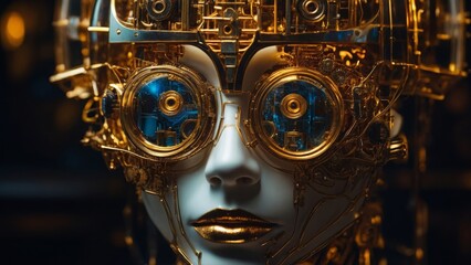 機械の女性の顔,Generative AI AI画像