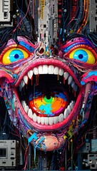 Fototapeta premium 不気味な機械の顔,Generative AI AI画像