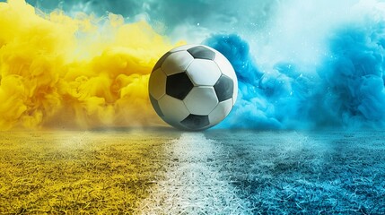 a match day poster, a football operation board divided into sky-blue and yellow background