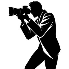 a  photographer striking a stylish pose vector silhouette black color