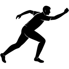 A cricket player pose vector silhouette, white background (24)