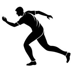 A cricket player pose vector silhouette, white background (33)