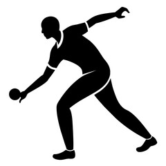 A cricket player pose vector silhouette, white background (53)