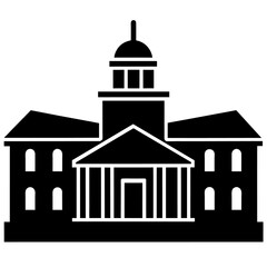 a university vector silhouette, black color silhouette, white background (12)