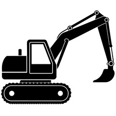 Excavator silhouette, vector silhouette, black color silhouette, white background (9)