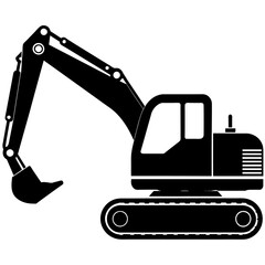 Excavator silhouette, vector silhouette, black color silhouette, white background (6)