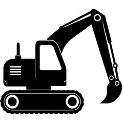 Excavator silhouette, vector silhouette, black color silhouette, white background (15)