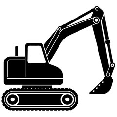 Excavator silhouette, vector silhouette, black color silhouette, white background (22)
