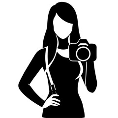 Girl photographer, vector silhouette, black color silhouette, white background (23) © Dream Is Power