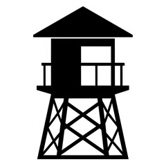 Lifeguard tower vector silhouette, black color silhouette, white background (25)