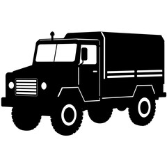 Military truck vector silhouette army force vector black silhouette (12)