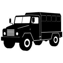 Military truck vector silhouette army force vector black silhouette (14)