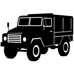 Military truck vector silhouette army force vector black silhouette (18)