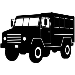 Military truck vector silhouette army force vector black silhouette (16)