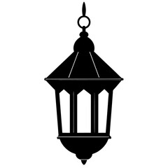 Ramadan Lantern vector silhouette, black color silhouette, white background (7)