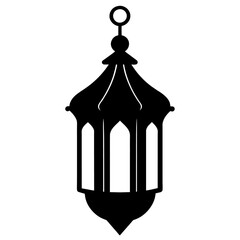 Ramadan Lantern vector silhouette, black color silhouette, white background (10)