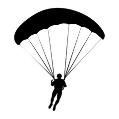 Ski parachute gliding with a man silhouette, vector silhouette (3)
