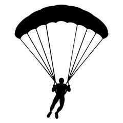 Ski parachute gliding with a man silhouette, vector silhouette (4)