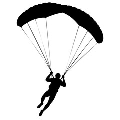 Ski parachute gliding with a man silhouette, vector silhouette (6)