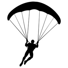 Ski parachute gliding with a man silhouette, vector silhouette (9)