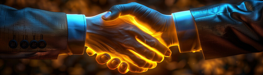 Two digital handshake, new technology, metaverse, artificial intelligence concept.