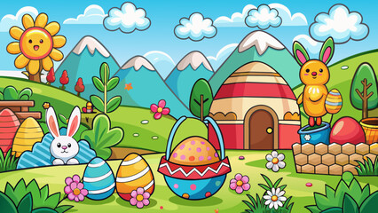 easter background cartoon vector illustration