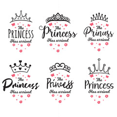 The princess has arrived SVG, Bundle, Baby girl svg, Little girl svg, Newborn girl onesie SVG, Princess svg, Newborn svg, Announcement, Crown svg, for Cricut, Silhouette, Princess SVG, Princess Crown 