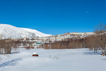 Hibiny, melting snow, spring sun, icicles, roads, Kirovsk