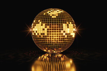 Glowing Golden Disco Ball