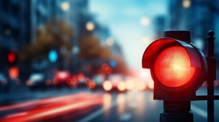Red Traffic Light at Roadside